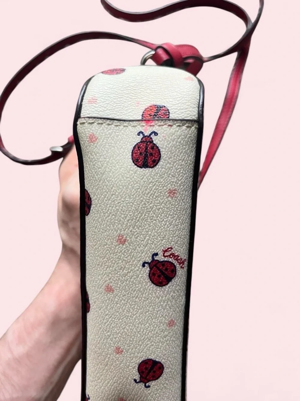 Coach White Canvas Ladybug Camera Crossbody Bag Coquette Limited Edition Cutesy